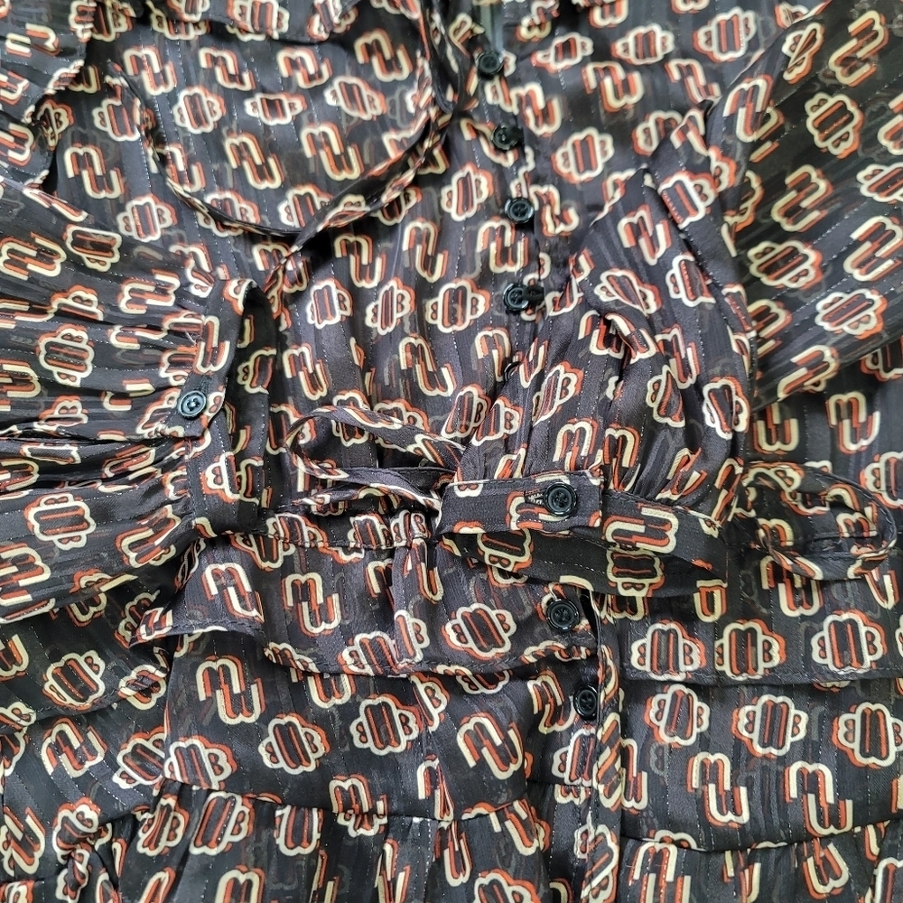 Maje Luzette Metallic Thread Print Silk Blend Boho style Blouse - Picture 14 of 15